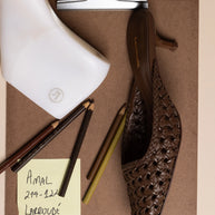 Larroude Amal Macrame Mule In Burnt Umber Leather