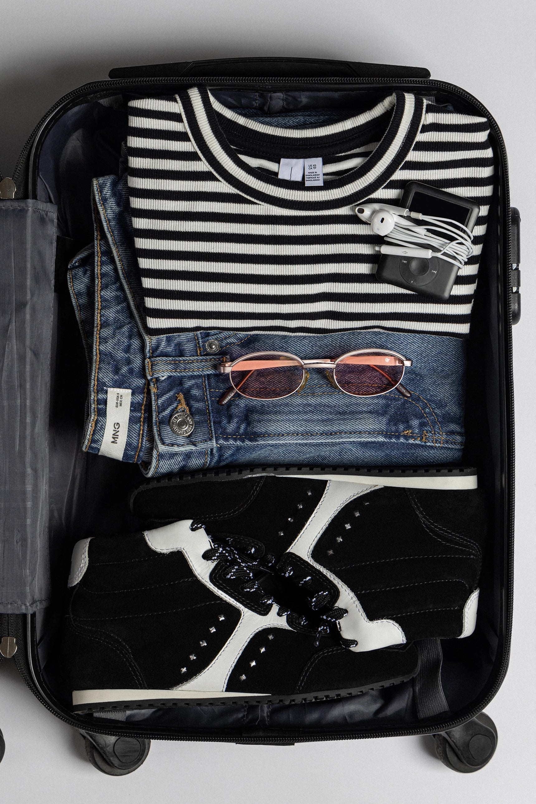 Larroude Stella Mid Sneaker In Black Suede And White Leather