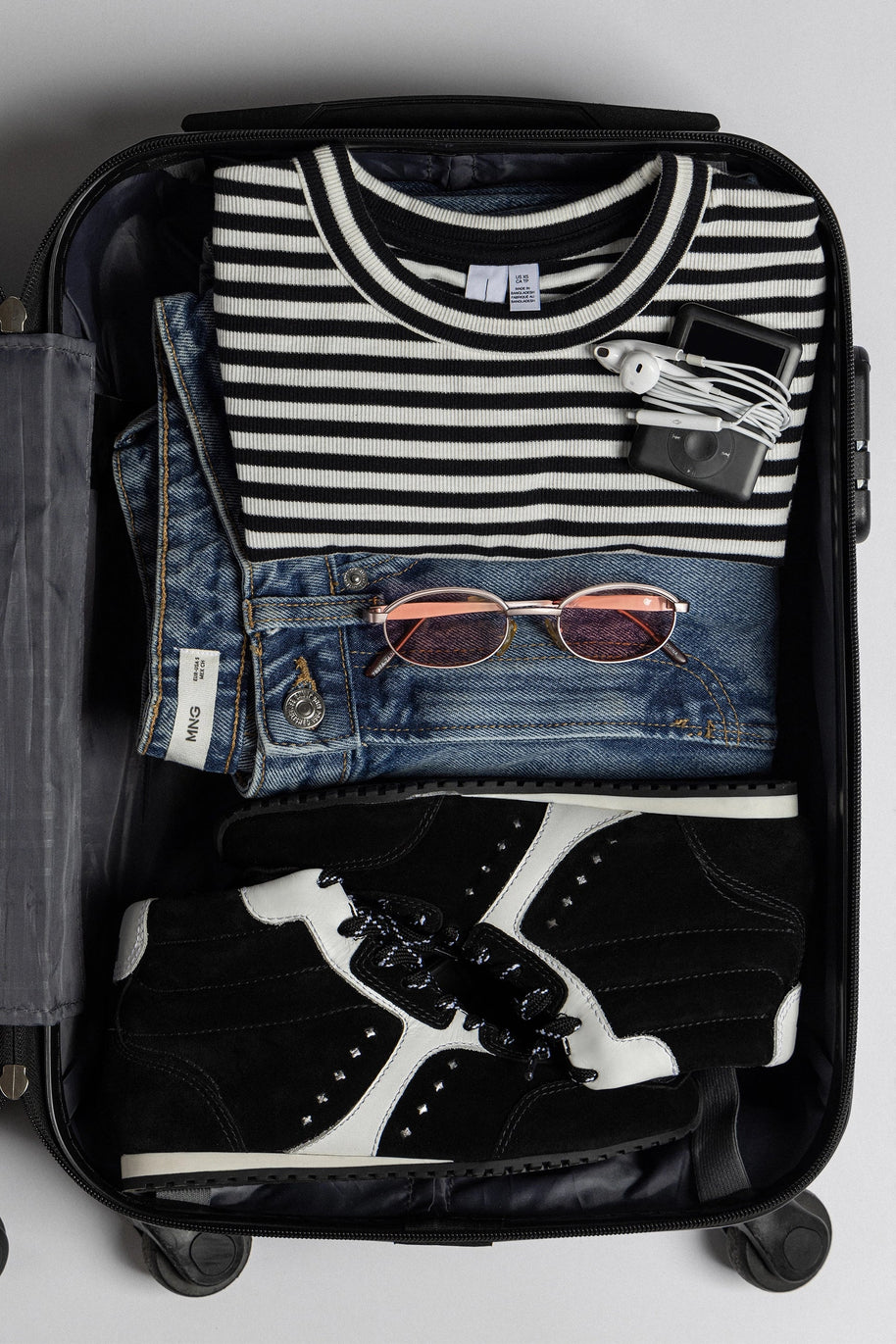 Larroude Stella Mid Sneaker In Black Suede And White Leather