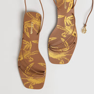 Larroude Nadia Flat Sandal In Caramel Leather