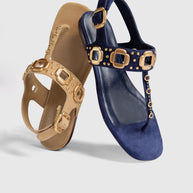 Larroude Milan Studs Thong Sandal In Peanut Suede