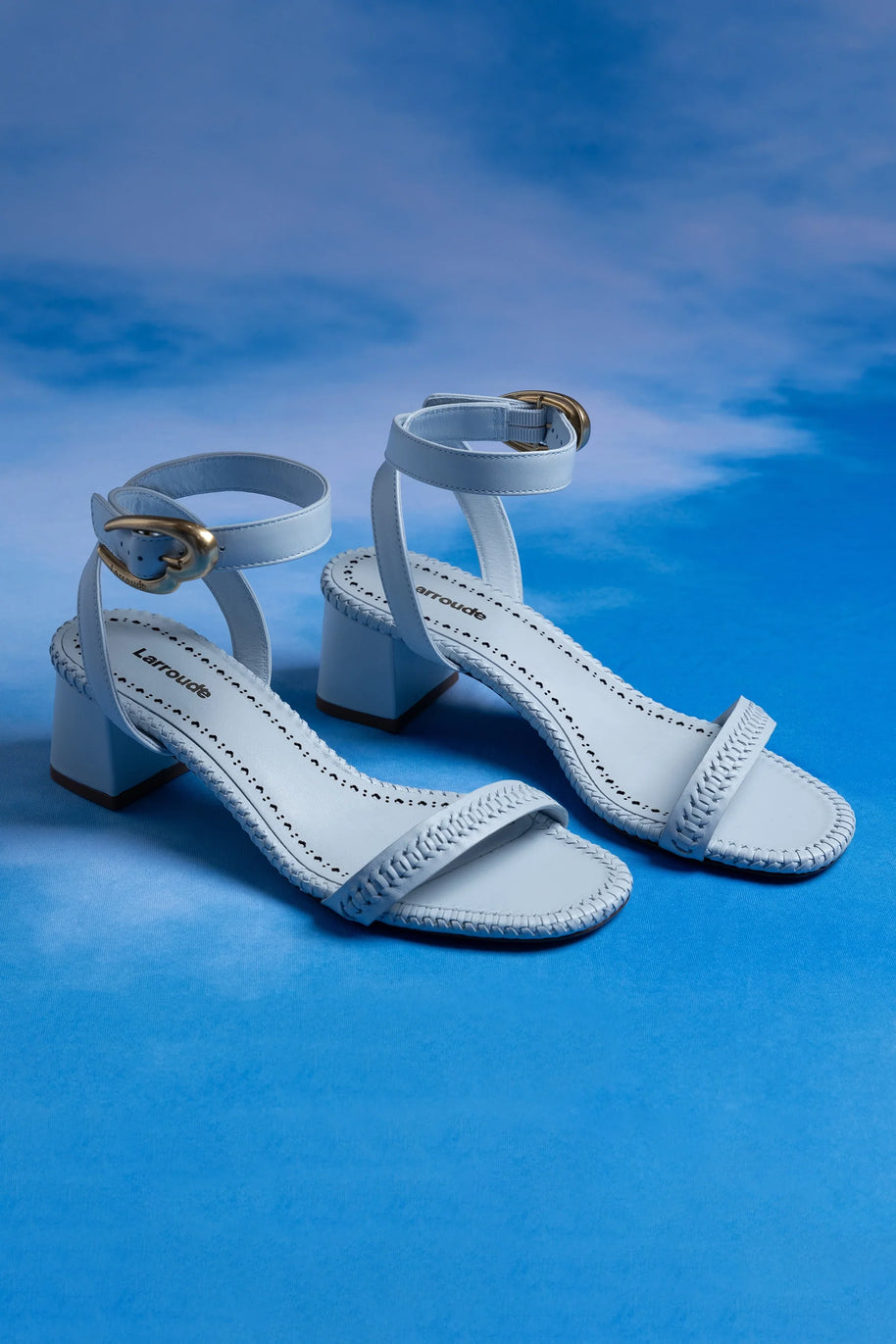 Larroude Verona Block Sandal In Maya Leather