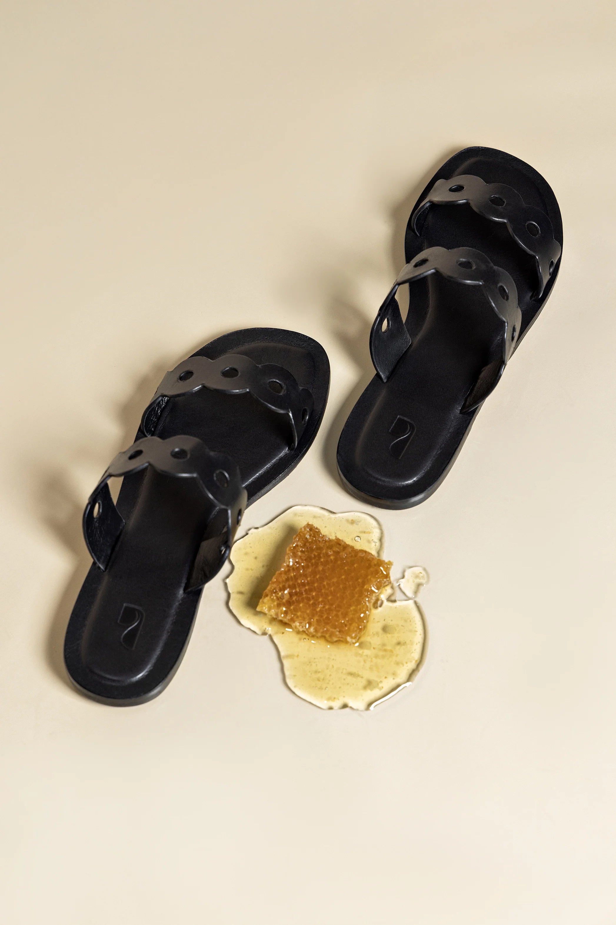 Larroude Florence Flat Mule In Black Leather