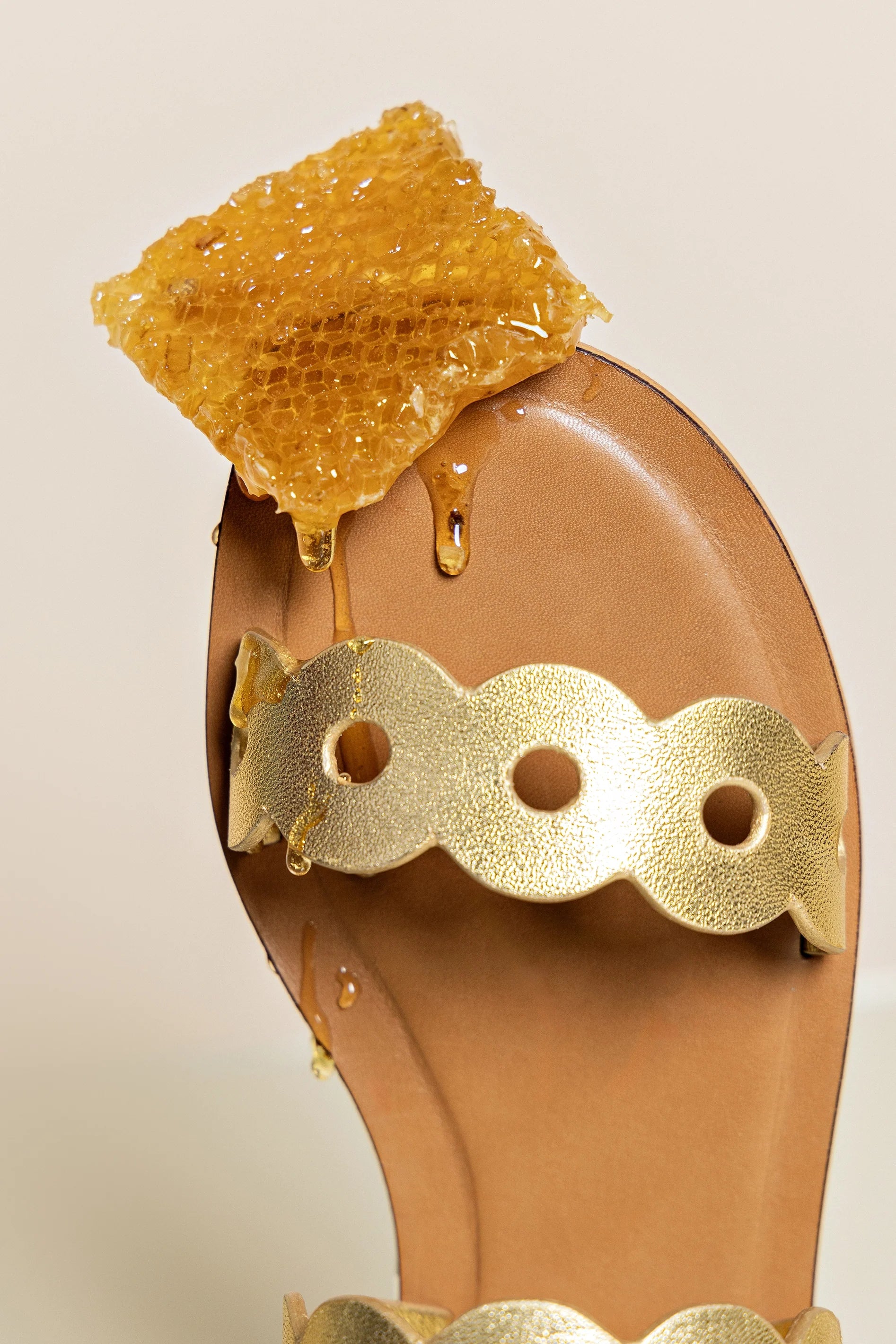 Larroude Florence Flat Mule In Gold Metallic Leather