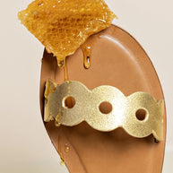 Larroude Florence Flat Mule In Gold Metallic Leather