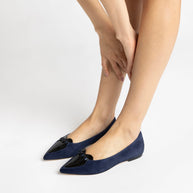 Larroude Audrey Flat In Navy Suede