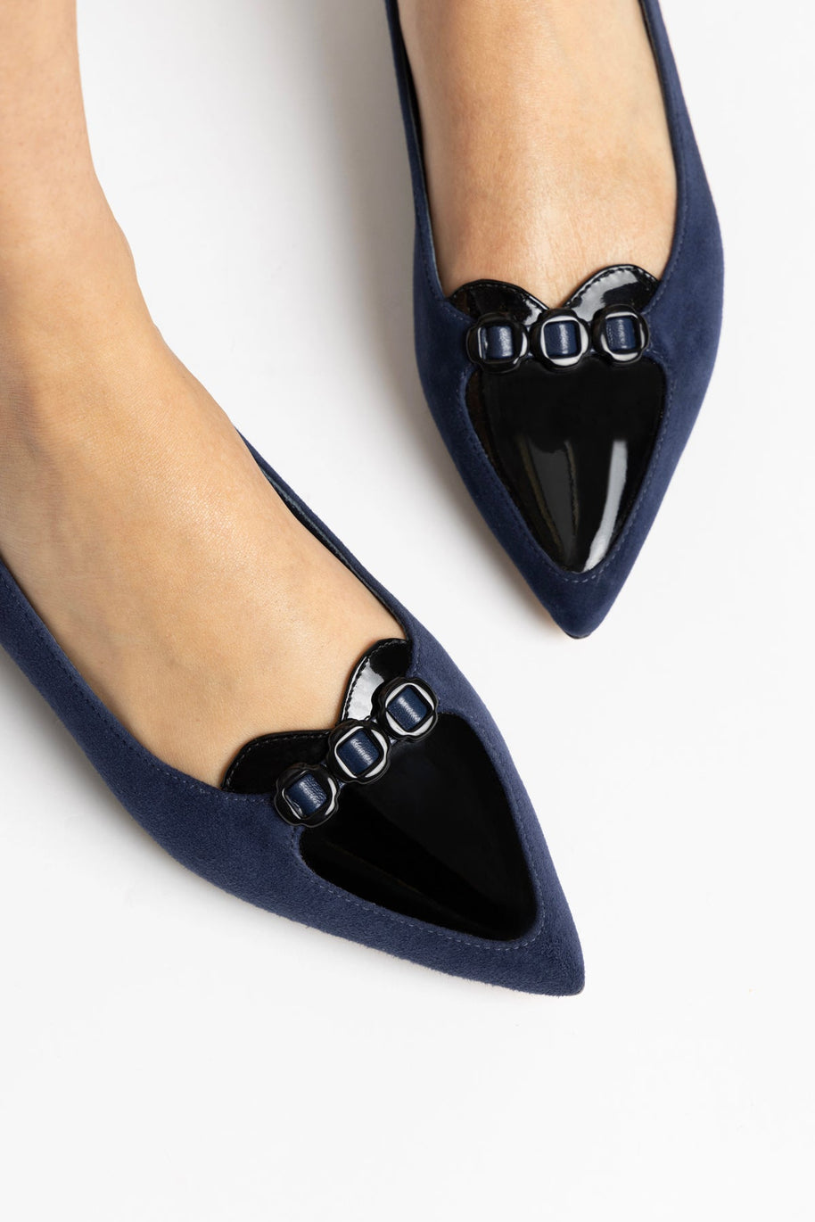 Larroude Audrey Flat In Navy Suede