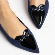 Larroude Audrey Flat In Navy Suede