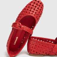 Larroude Verona New Macrame In Scarlet Leather