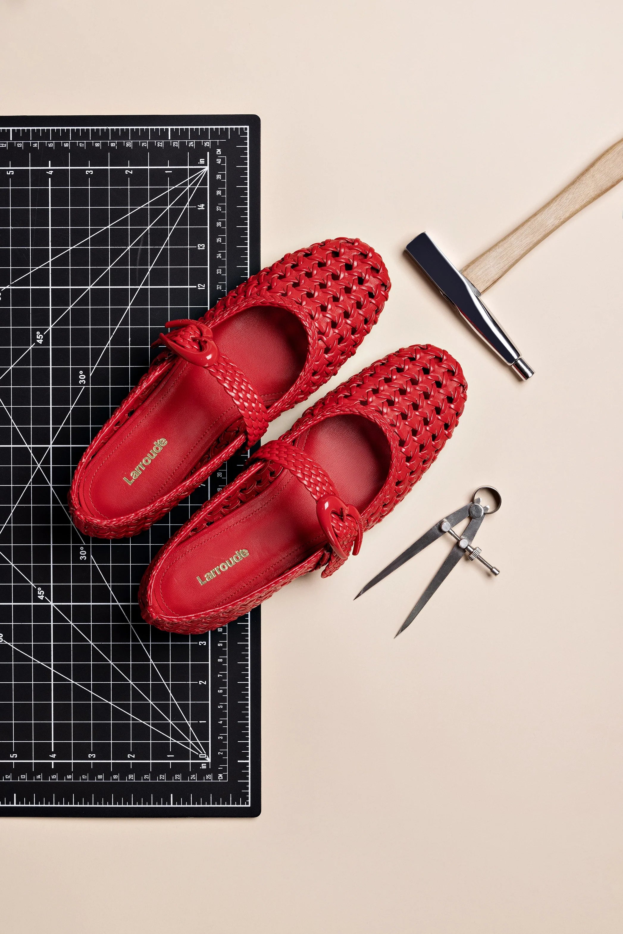 Larroude Verona New Macrame In Scarlet Leather