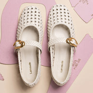 Larroude Verona New Macrame In Ivory Leather