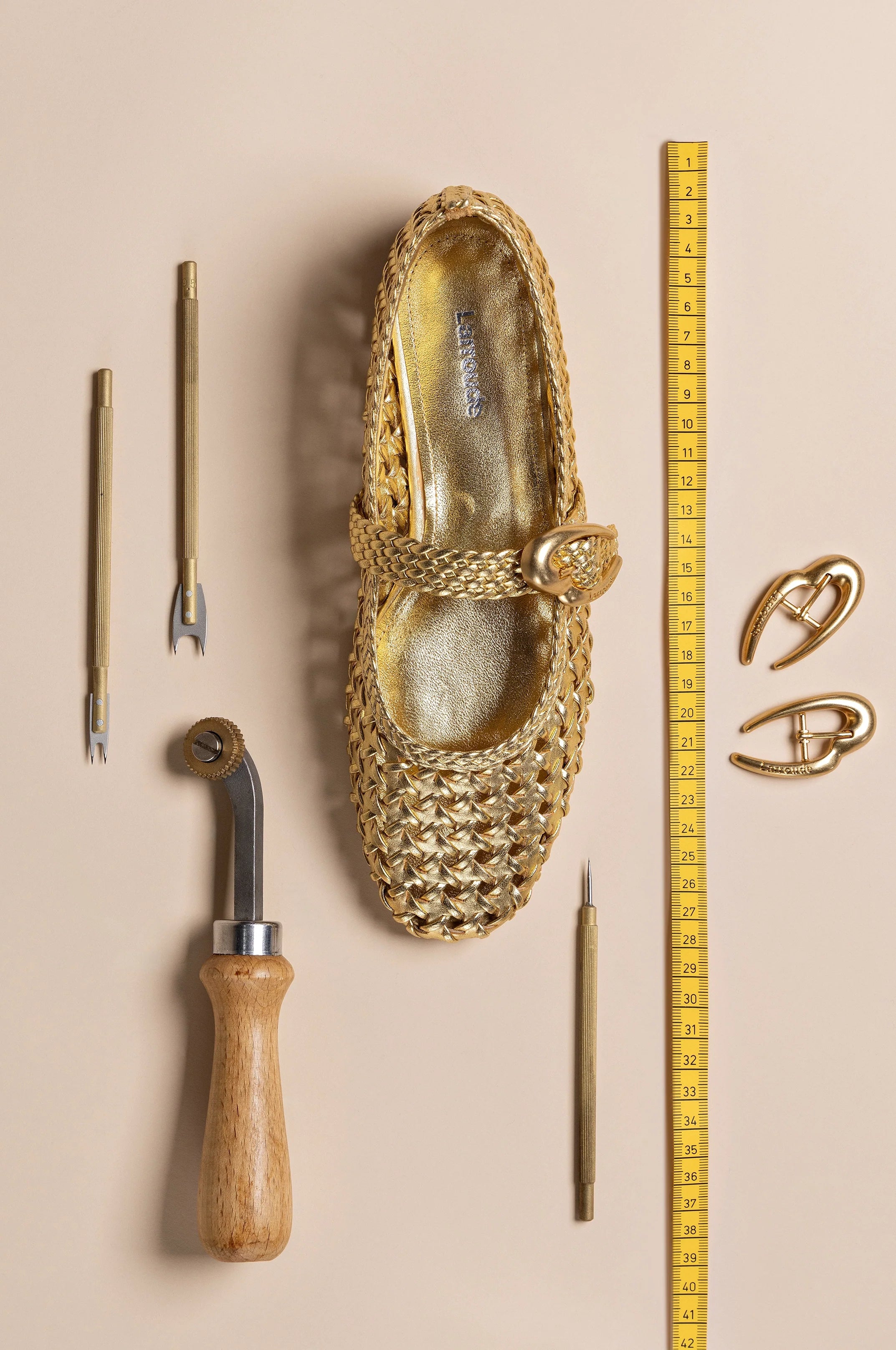 Larroude Verona New Macrame In Gold Metallic Leather