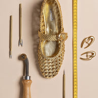 Larroude Verona New Macrame In Gold Metallic Leather