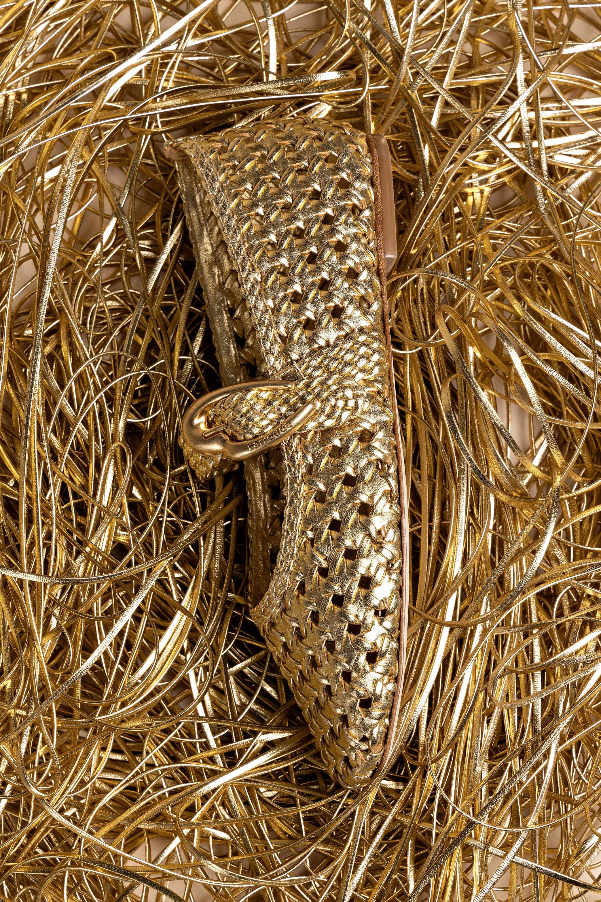Larroude Verona New Macrame In Gold Metallic Leather