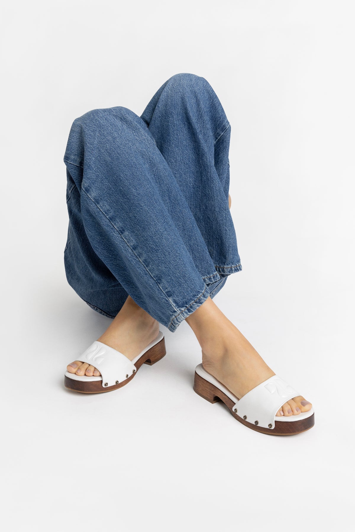 Larroude Zuzi Mule In White Patent Leather