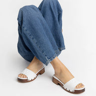 Larroude Zuzi Mule In White Patent Leather