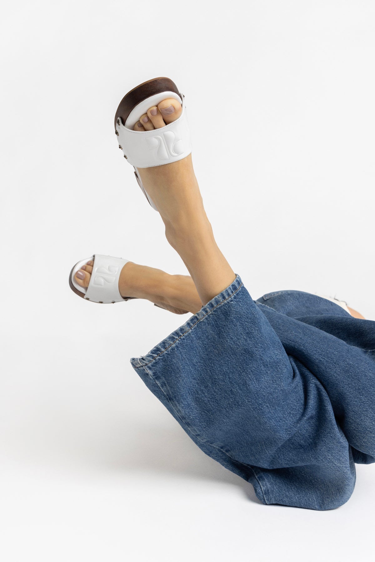 Larroude Zuzi Mule In White Patent Leather