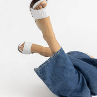 Larroude Zuzi Mule In White Patent Leather