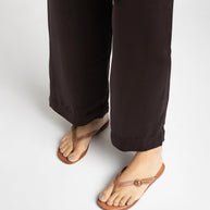 Larroude Mary Kate Flat Sandal In Caramel Leather