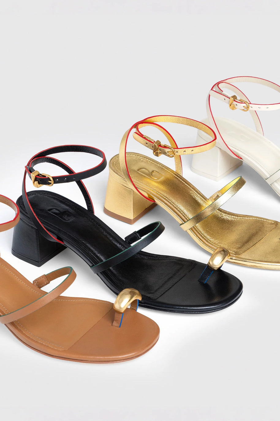 Larroude Biarritz Block In Gold Metallic Leather