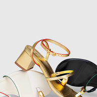 Larroude Biarritz Block In Gold Metallic Leather