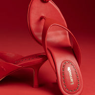 Larroude Gaia Sandal In Scarlet Leather