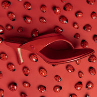 Larroude Gaia Sandal In Scarlet Leather