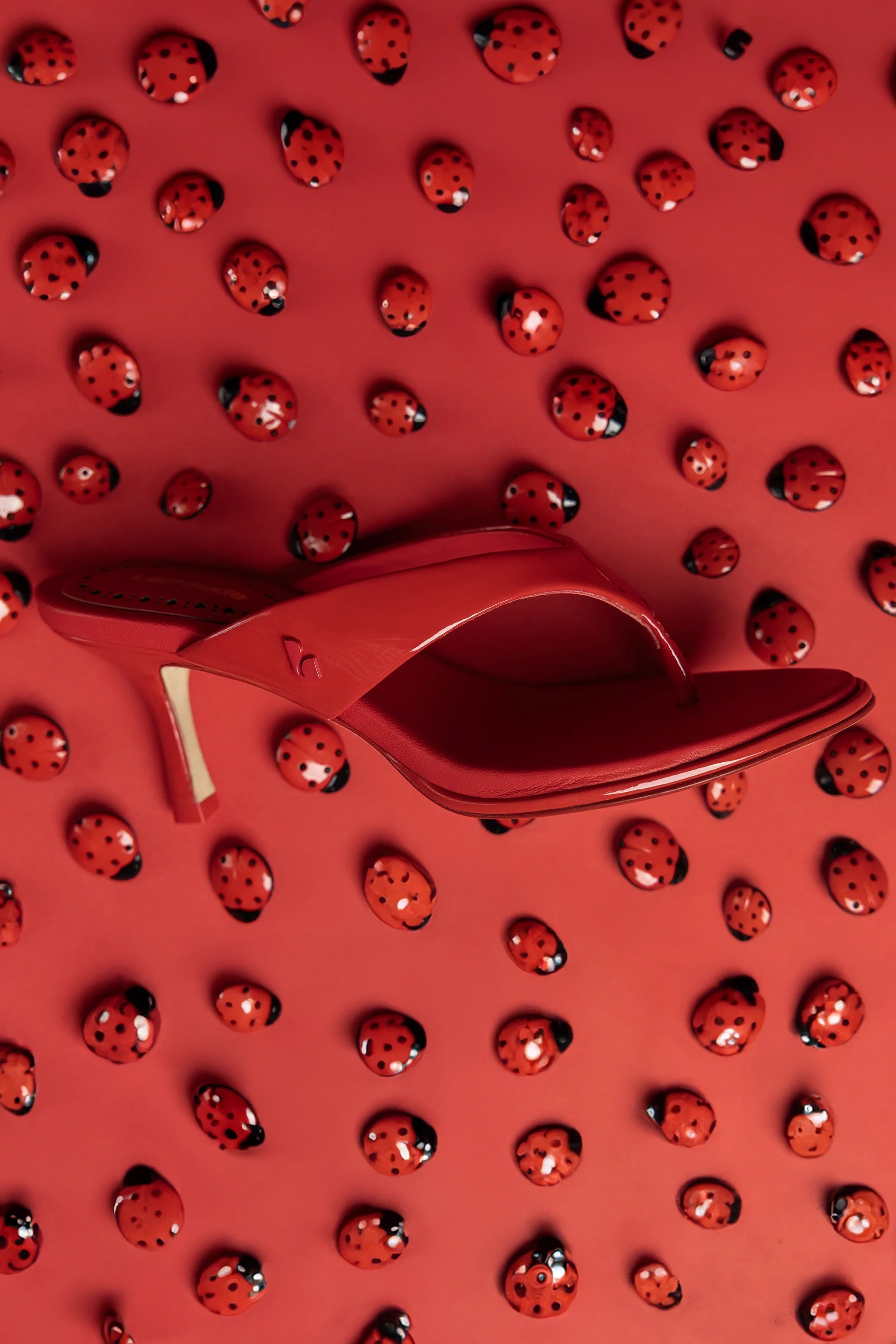 Larroude Gaia Sandal In Scarlet Leather