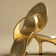 Larroude Gaia Sandal In Gold Metallic Leather