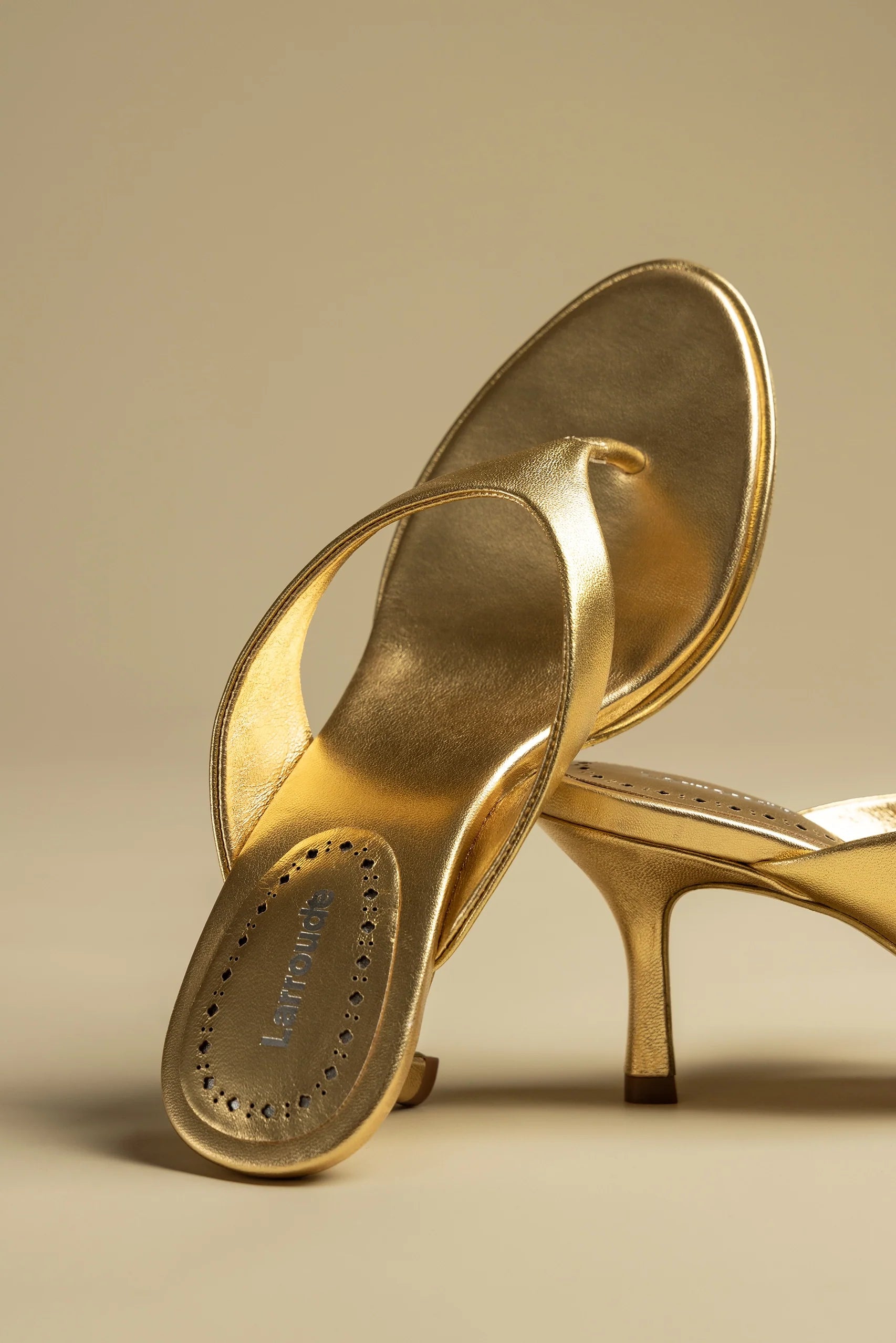 Larroude Gaia Sandal In Gold Metallic Leather