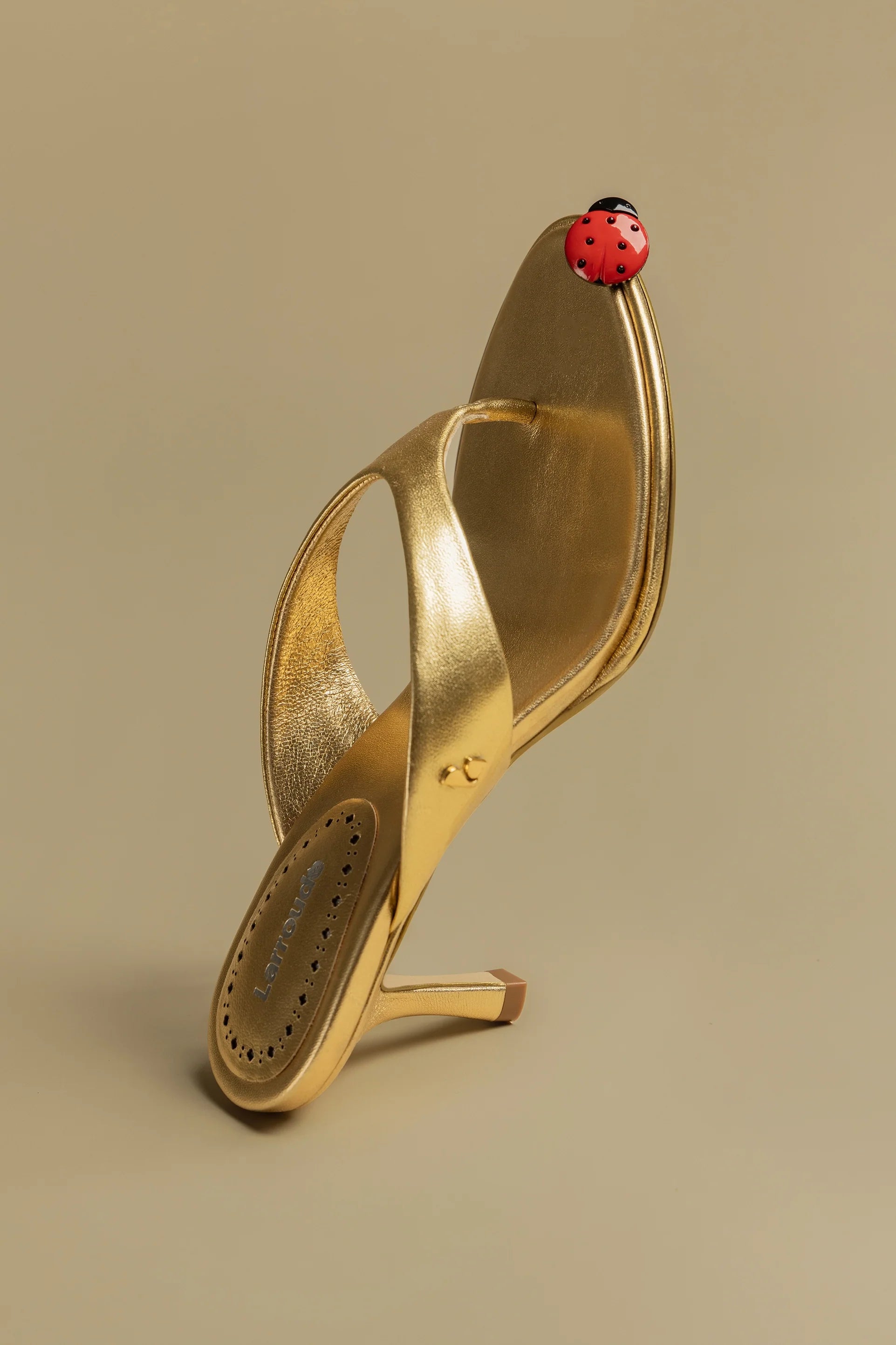 Larroude Gaia Sandal In Gold Metallic Leather