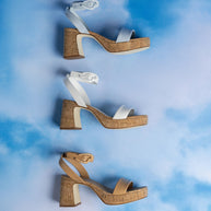 Larroude Dolly Verona Low Sandal In Maya Denim And Natural Cork