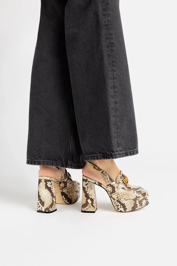 Larroude Harrington Loafer Hi In Neutral Snake Stamped Leather