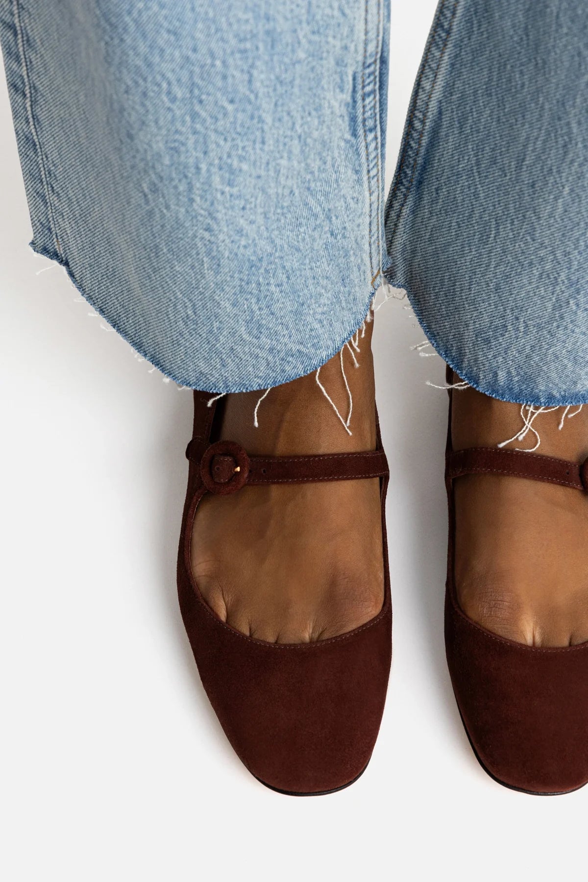 Larroude Blair Ballet Flat In Brown Suede