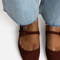 Larroude Blair Ballet Flat In Brown Suede