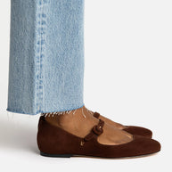Larroude Blair Ballet Flat In Brown Suede