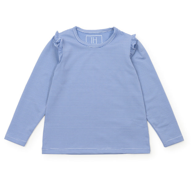 Mia Girls' Longsleeve Performance Top By LH Sport - Blue Stripes