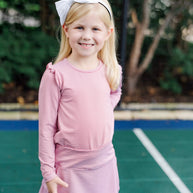 Mia Girls' Longsleeve Performance Top By LH Sport - Red Stripes