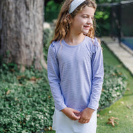 Mia Girls' Longsleeve Performance Top By LH Sport - Purple Stripes