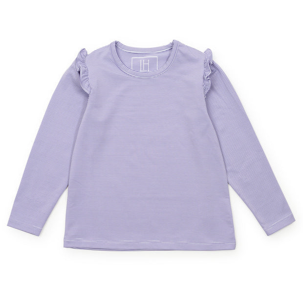 Mia Girls' Longsleeve Performance Top By LH Sport - Purple Stripes