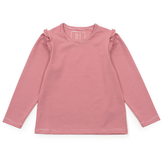 Mia Girls' Longsleeve Performance Top By LH Sport - Red Stripes