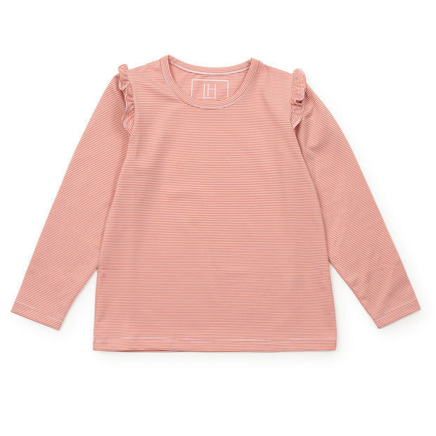 Mia Girls' Longsleeve Performance Top By LH Sport - Orange Stripes