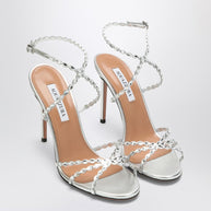 Aquazzura Love Struck Silver Sandals With Crystals