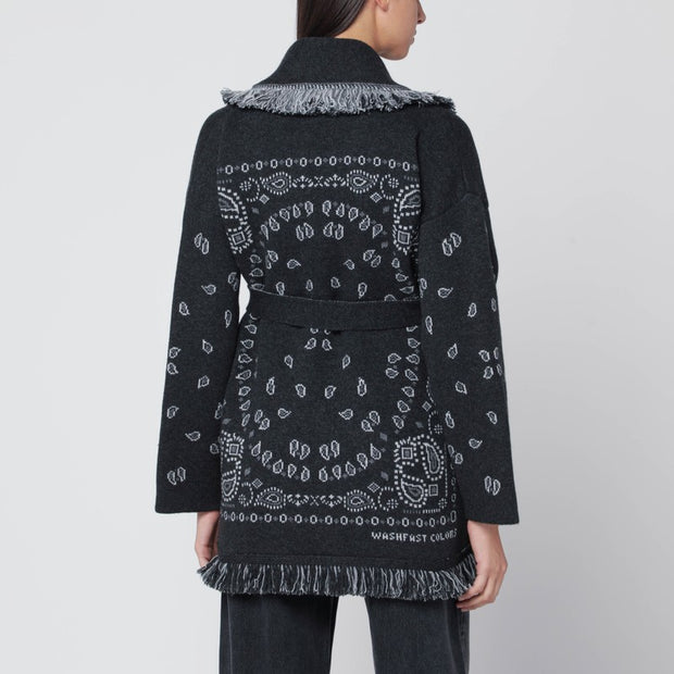 Alanui Dark Grey Bandana Jacquard Cardigan