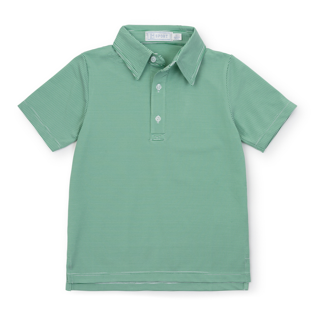 Will Boys' Performance Polo by LH Sport - Green Stripes