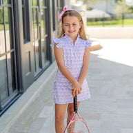 Margot Girls' Performance Skirt By LH Sport - Tennis Crest Pink