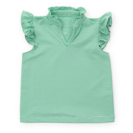 Ellie Girls' Sleeveless Performance Top by LH Sport - Green Stripes