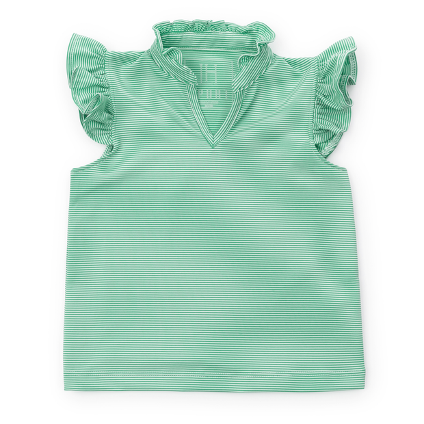 Ellie Girls' Sleeveless Performance Top by LH Sport - Green Stripes
