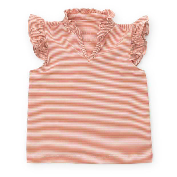 Ellie Girls' Sleeveless Performance Top by LH Sport - Orange Stripes