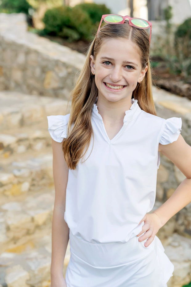 Ellie Girls' Sleeveless Performance Top by LH Sport - White